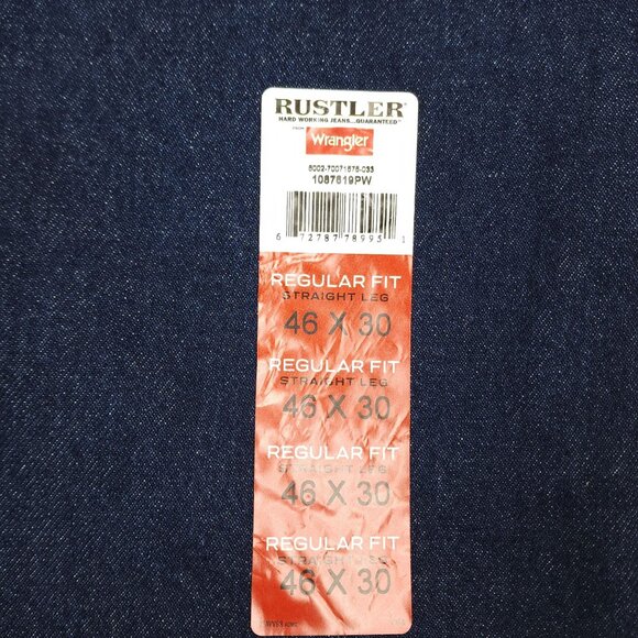Rustler by Wrangler Mens Heavyweight Denim Jeans 46x30 Regular Fit Straight Leg - Picture 8 of 9